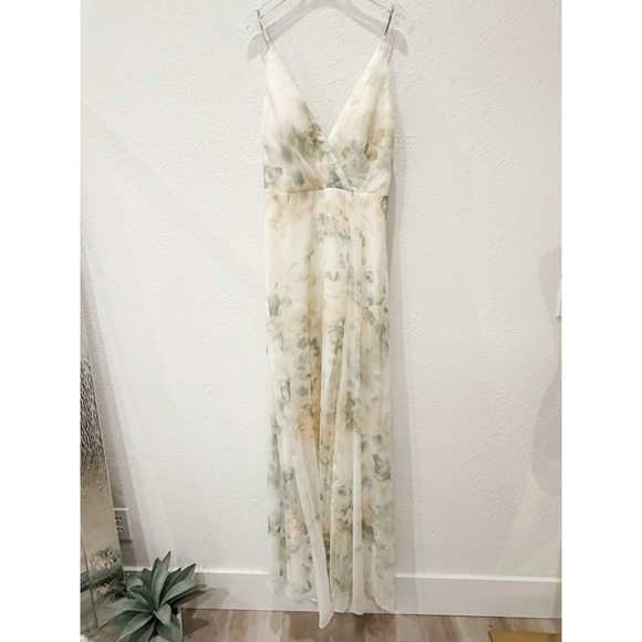 Jenny Yoo Dresses & Skirts - Jenny Yoo Inesse Watercolor Floral Maxi Dress Formal Bridesmaid 10 Ivory Sage